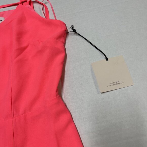 Revolve Superdown Addison Maxi Dress Womens M Hot Pink Chiffon Slip High Slit - Picture 7 of 12